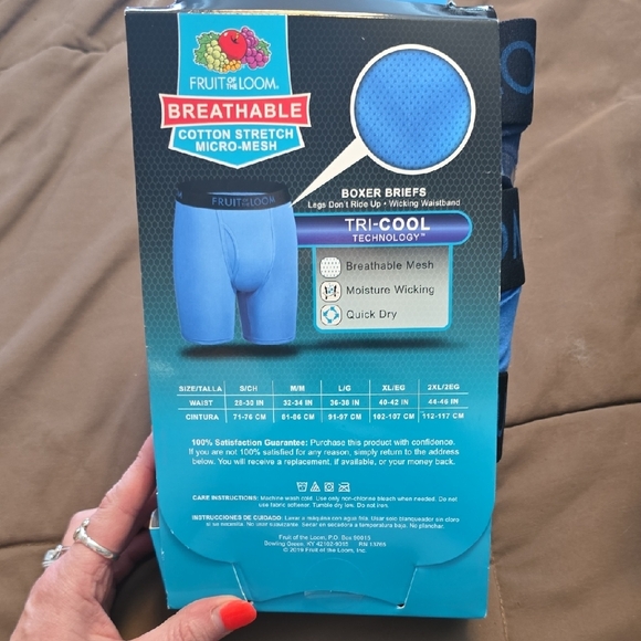 Fruit of the Loom Blue Boxer Briefs Performance Pack - Picture 2 of 4